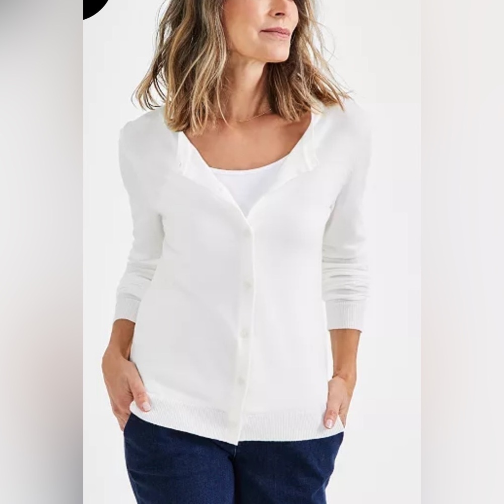Style & Co Women’s SKY BLUE Cardigan Crewneck Size Large - Picture 3 of 7